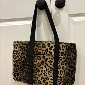 Leopard Print Tote Bag with Black Straps